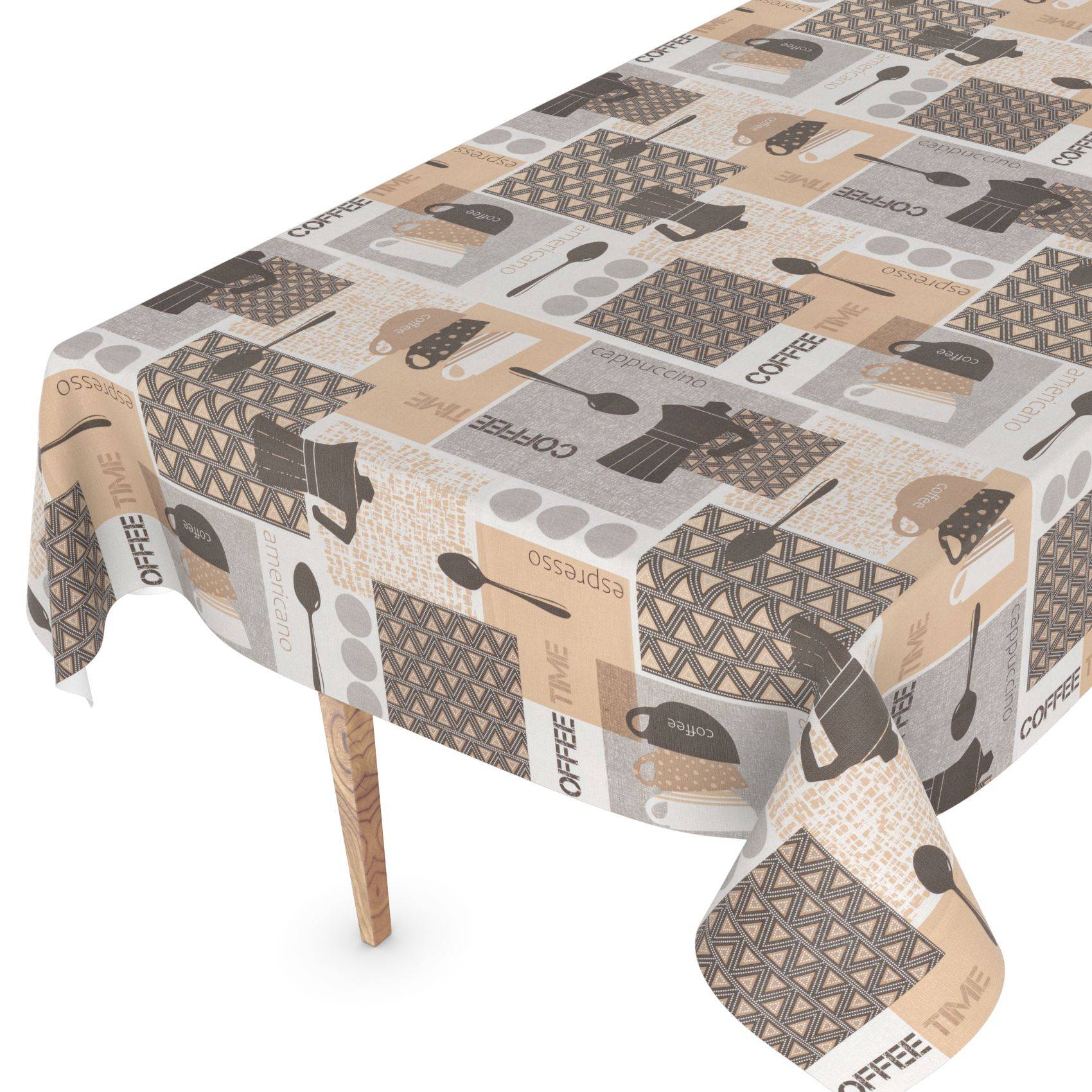 ANRO Tischdecke Kaffeehaus Beige 100 x 140 cm eckig Schnittkante Wachstuch abwaschbar