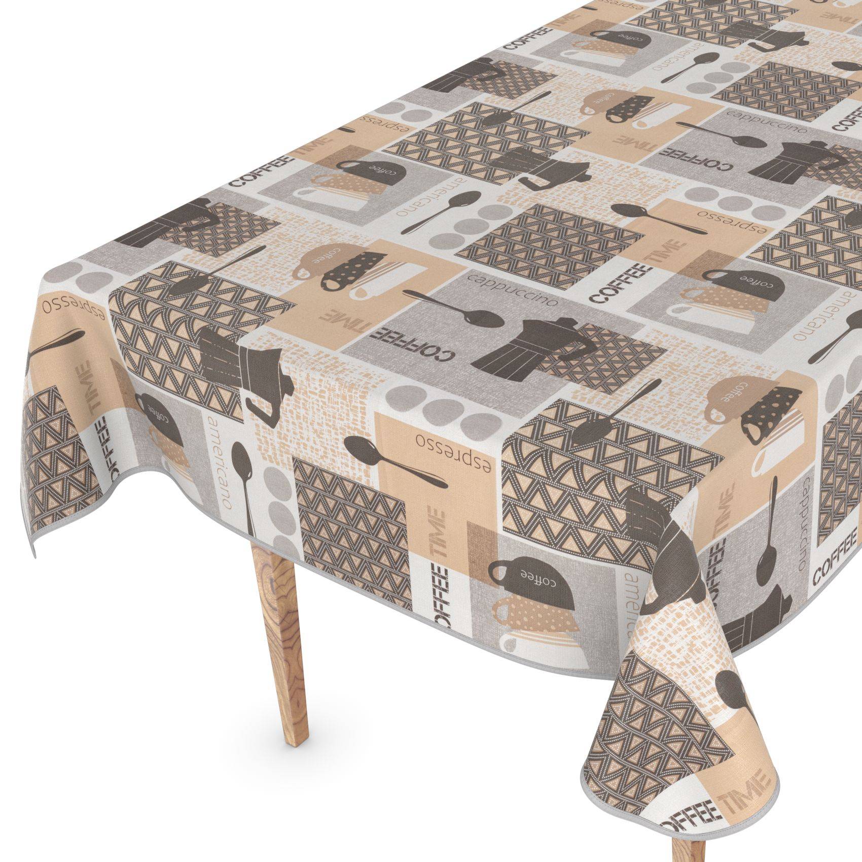 ANRO Tischdecke Kaffeehaus Beige 100 x 140 cm eckig Schnittkante Wachstuch abwaschbar
