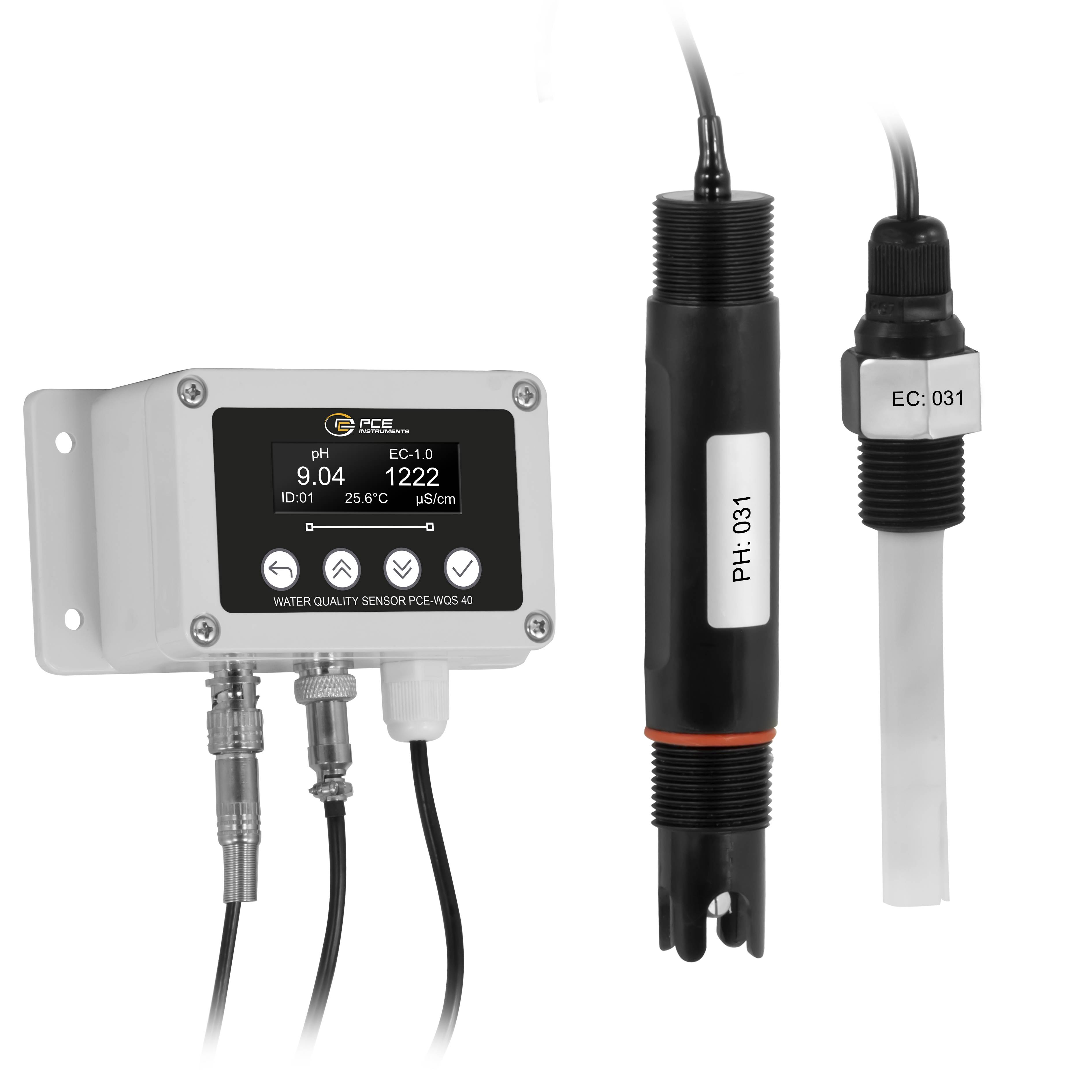 PCE Instruments Wasserqualitätssensor PCE-WQS 40 |Leitfähigkeit 0 … 5000 µS/cm |pH 0 … 14 |0 … 60 °C |Robuste Elektrode