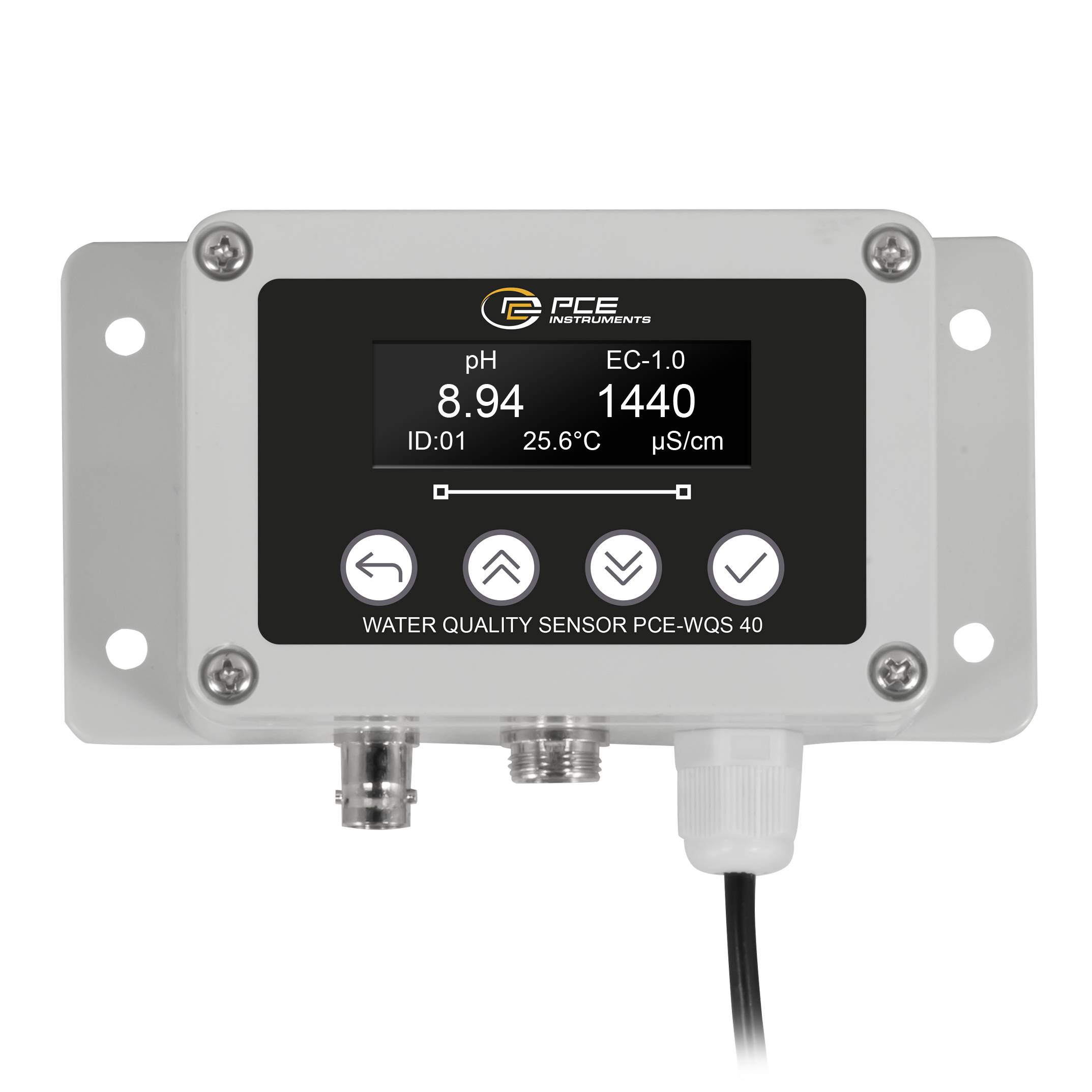 PCE Instruments Wasserqualitätssensor PCE-WQS 40 |Leitfähigkeit 0 … 5000 µS/cm |pH 0 … 14 |0 … 60 °C |Robuste Elektrode