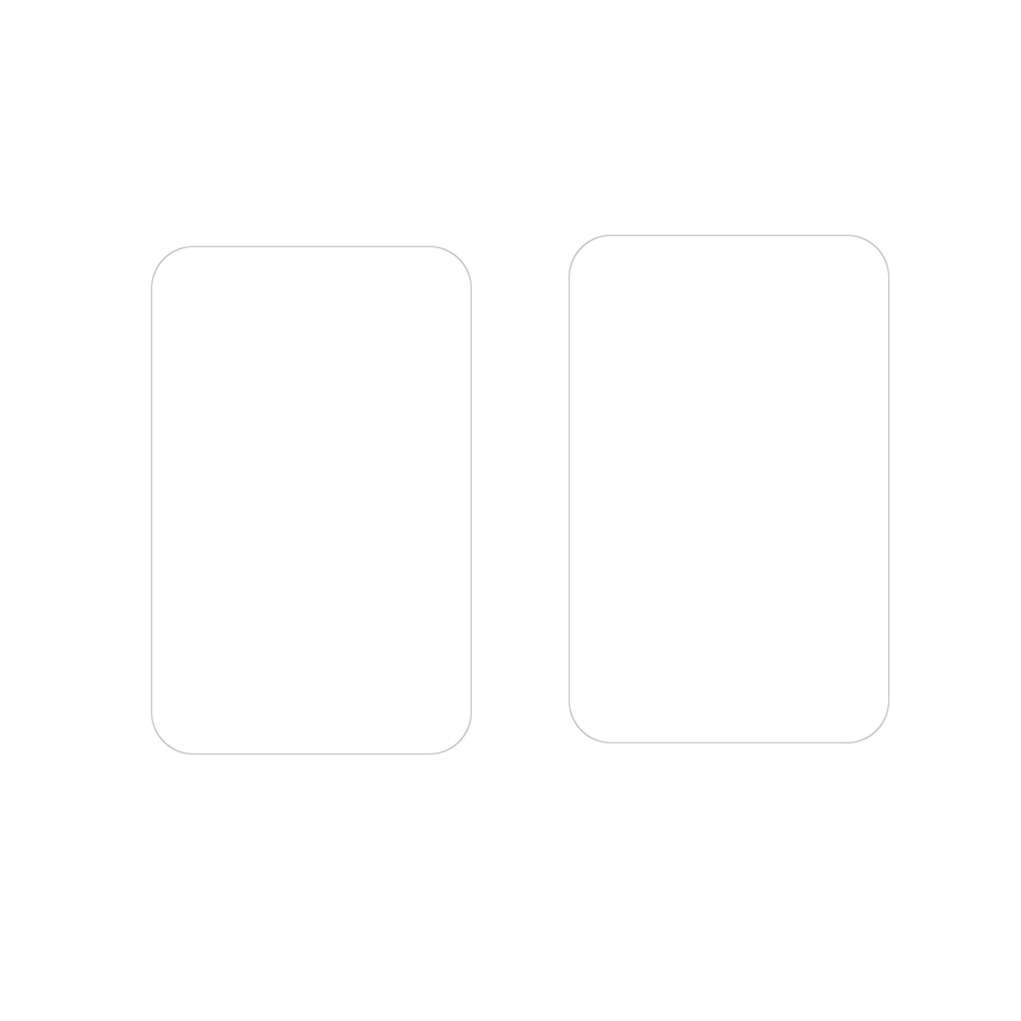 Zwei leere abgerundete Rechteck-Panels auf weißem Hintergrund, nebeneinander.