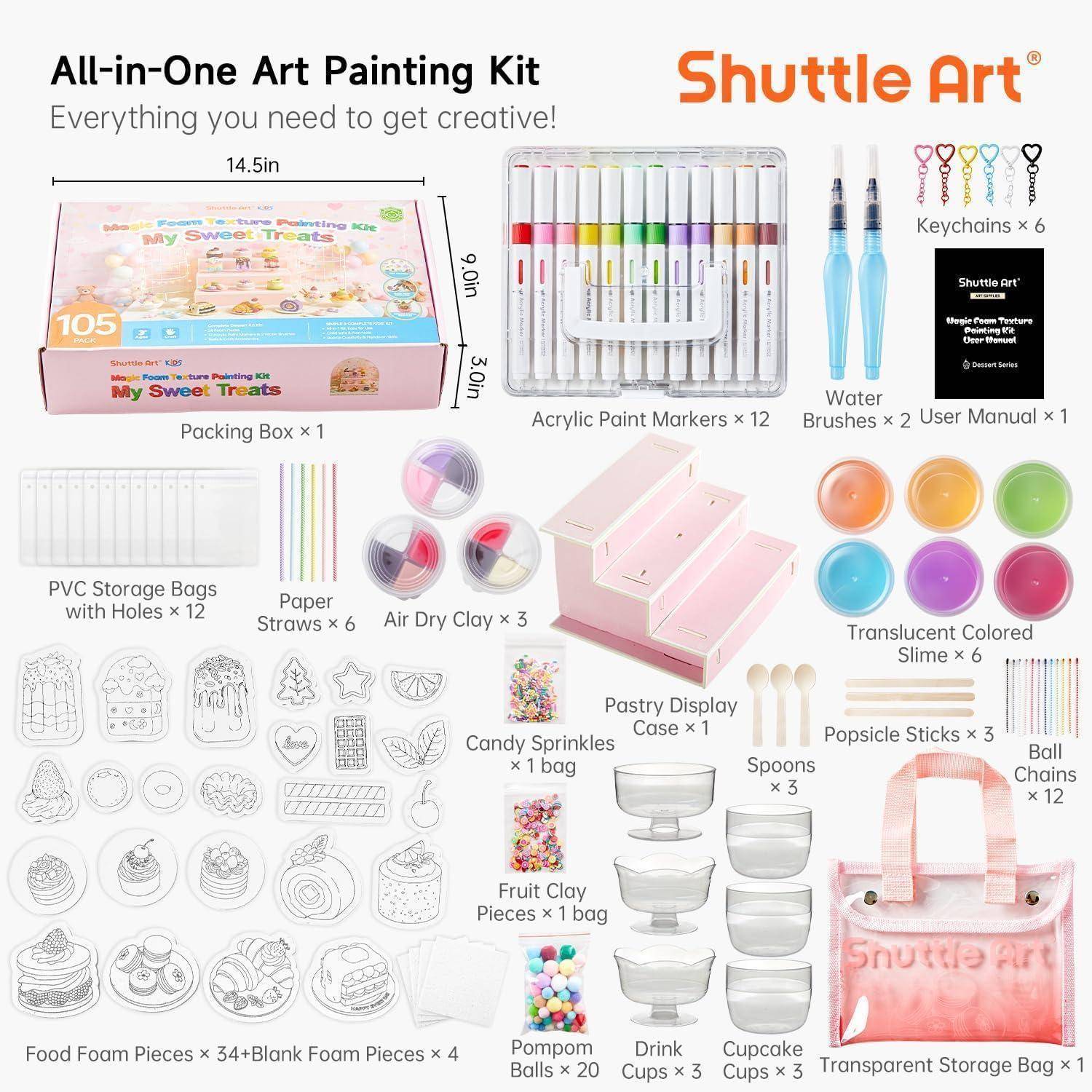 Shuttle Art 105tlg 3D Puffy Paint Set Dessert Serie Kinder Bastelset