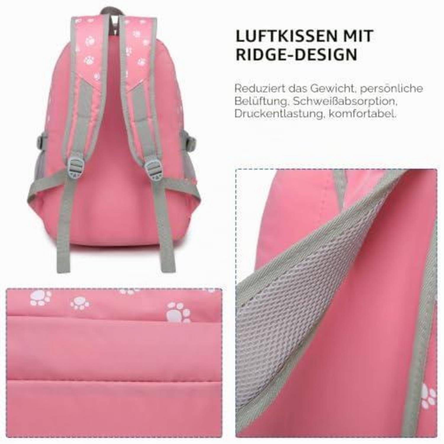 Schulrucksack Set 3-teilig Mädchen Violett Pfotenabdruck
