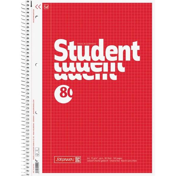 Rotes spiralgebundenes Studentennotizbuch mit fettem weißem Text 