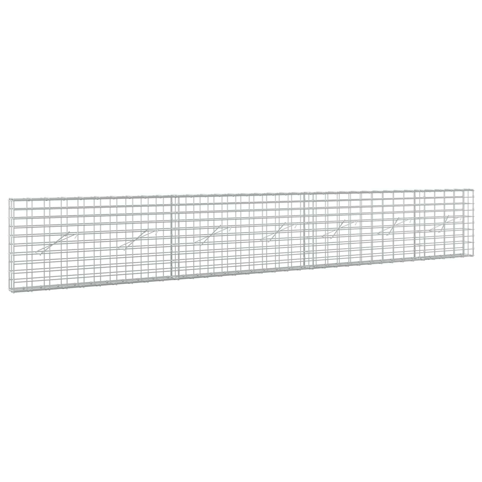 Langes rechteckiges Drahtgeflecht-Panel mit einer schmalen horizontalen Querstrebe, die durch die Mitte verläuft, auf weißem Hintergrund dargestellt.