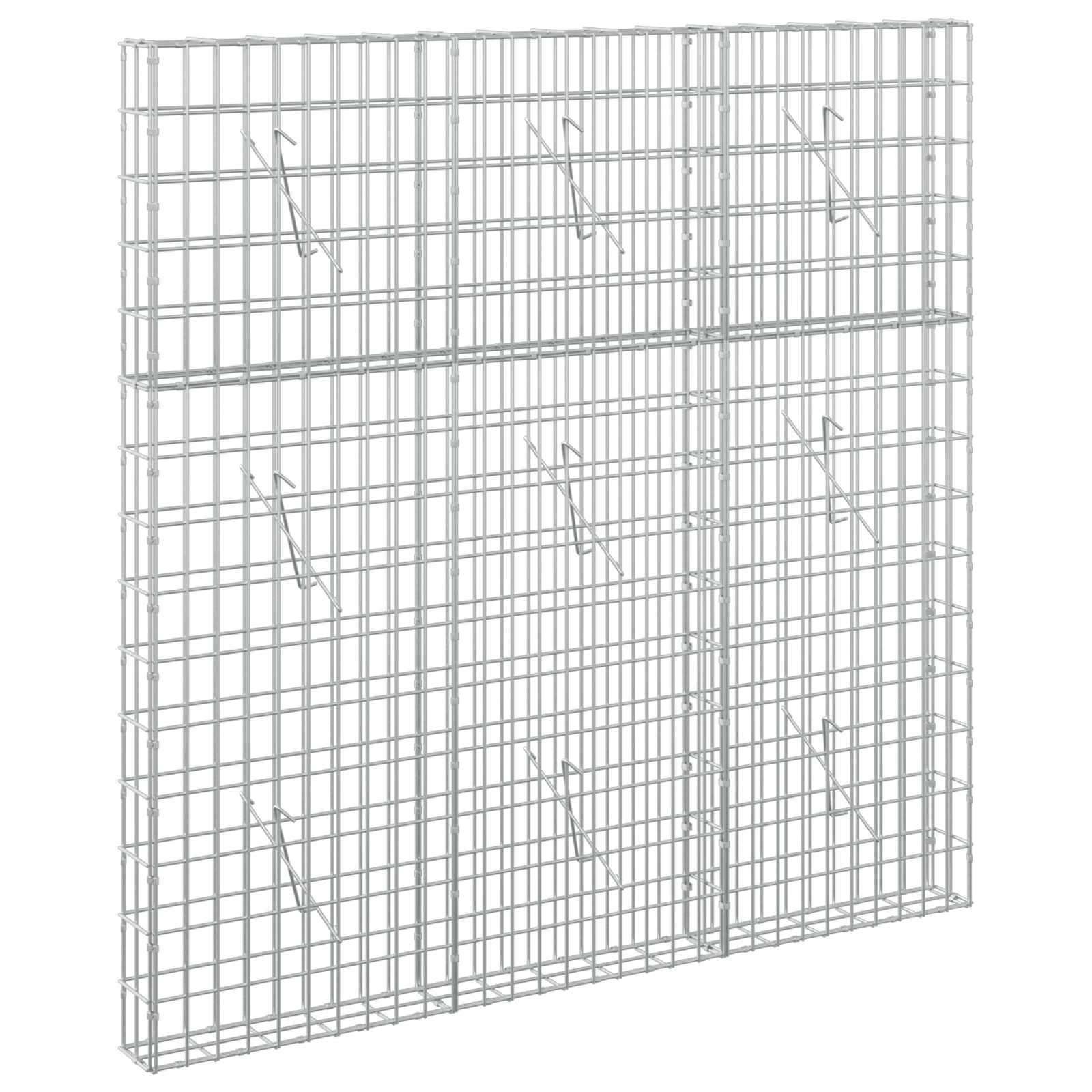 Drahtgitter-Lagerteilerpaneel mit Haken, dargestellt als rechteckiges Metallgitter auf weißem Hintergrund.