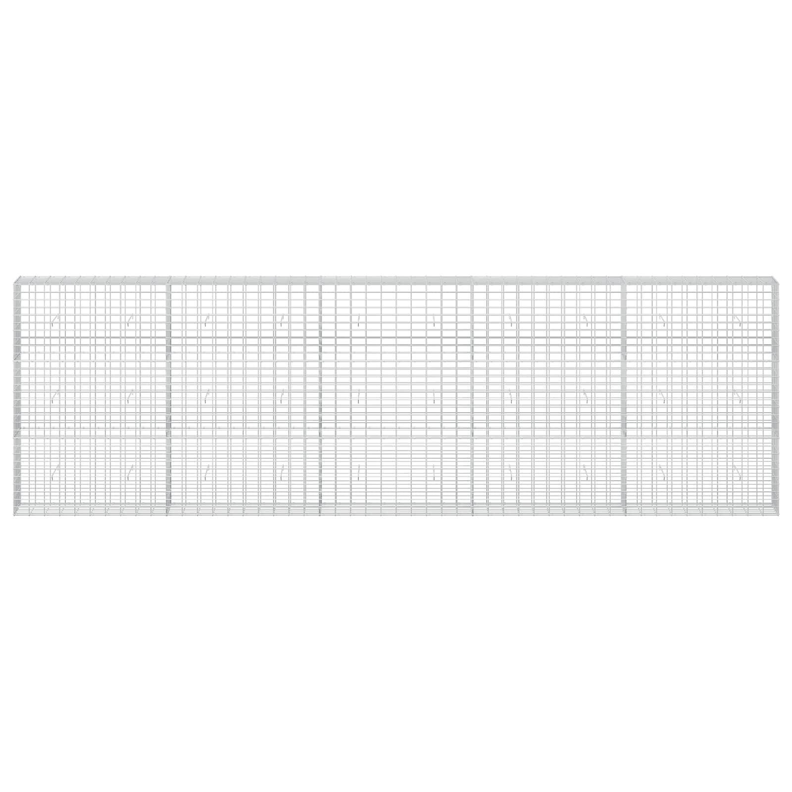 Ein rechteckiges Metallgitter-Panel mit feinem quadratischem Maschennetz und dickeren vertikalen Stützen, dargestellt auf einfachem weißem Hintergrund.