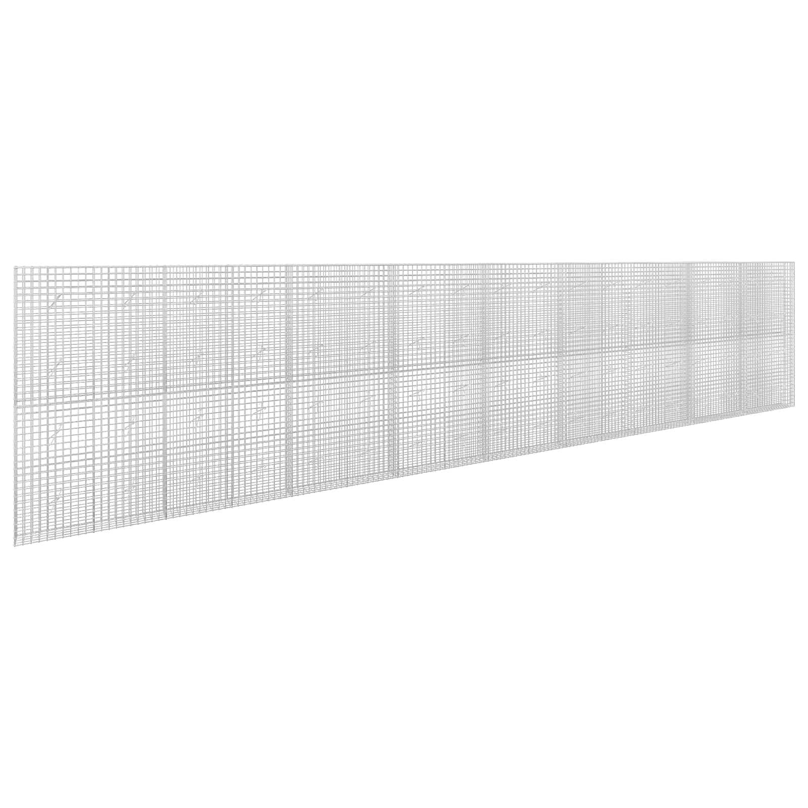 Langes weißes Drahtzaun-Panel mit Maschenmuster, perspektivisch auf einfachem Hintergrund dargestellt.