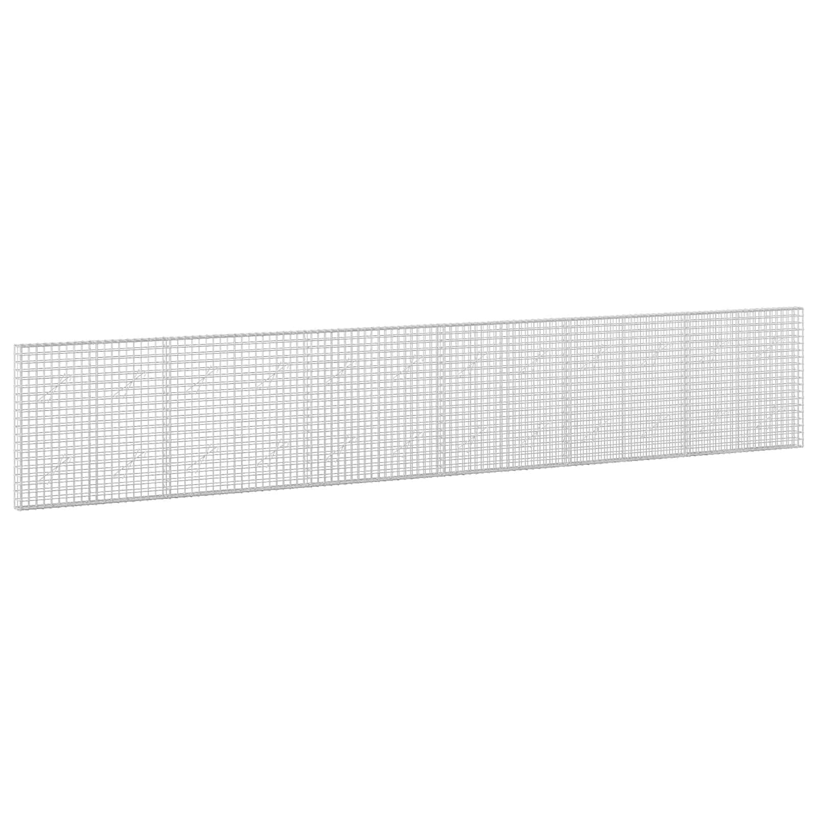 Ein langes, schmales rechteckiges Metallnetzgitter-Panel, das diagonal auf einem einfachen weißen Hintergrund gezeigt wird.