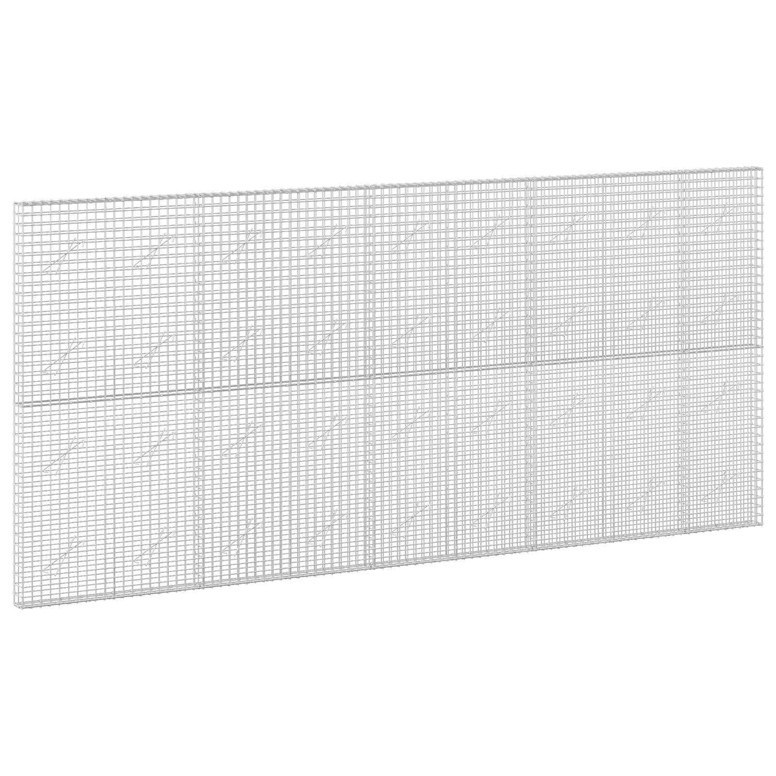 Ein großes rechteckiges weißes Drahtnetz-Panel, das in einem Winkel auf einem schlichten weißen Hintergrund gezeigt wird.
