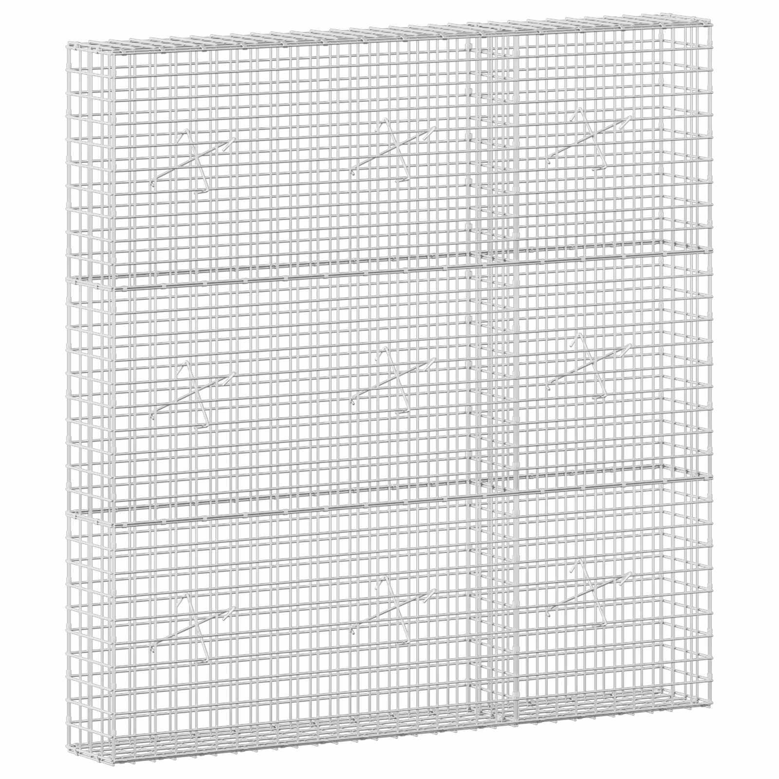 Weißer Drahtgitter-Lagerkäfig oder -korb mit rechteckigen Gitterpaneelen und verstärktem Rahmen, dargestellt vor einem neutralen Hintergrund.