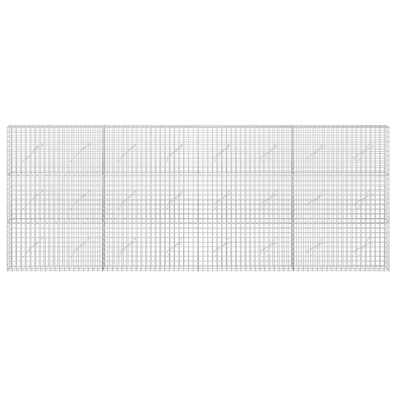 Graubraunes Drahtgitterpanel mit rechteckigem Rastermuster und verstärkten vertikalen Abschnitten, dargestellt auf weißem Hintergrund.
