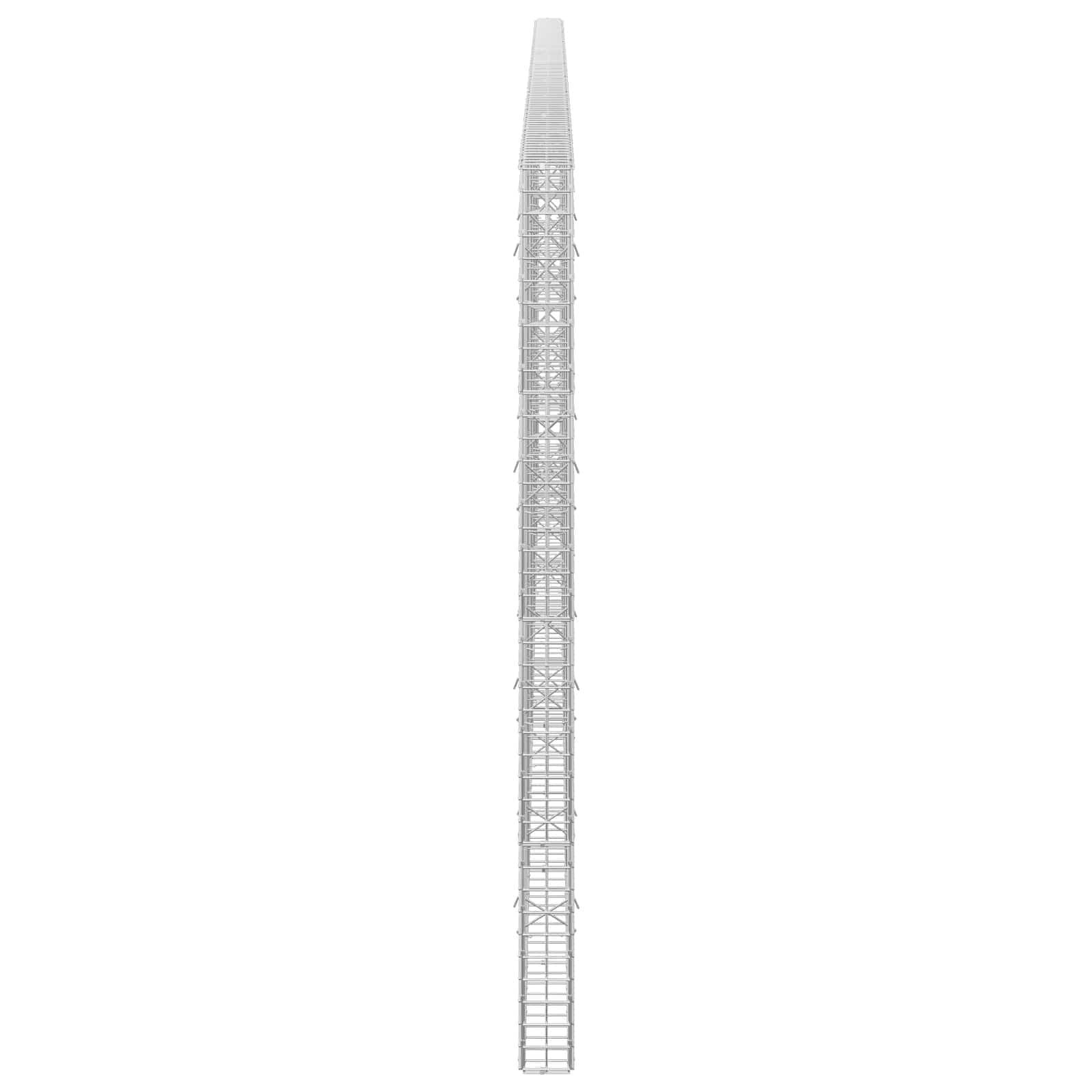Schlanker, hoher Metallgitterturm oder Mast, zentriert auf weißem Hintergrund dargestellt, der sich leicht zur Spitze hin verjüngt.