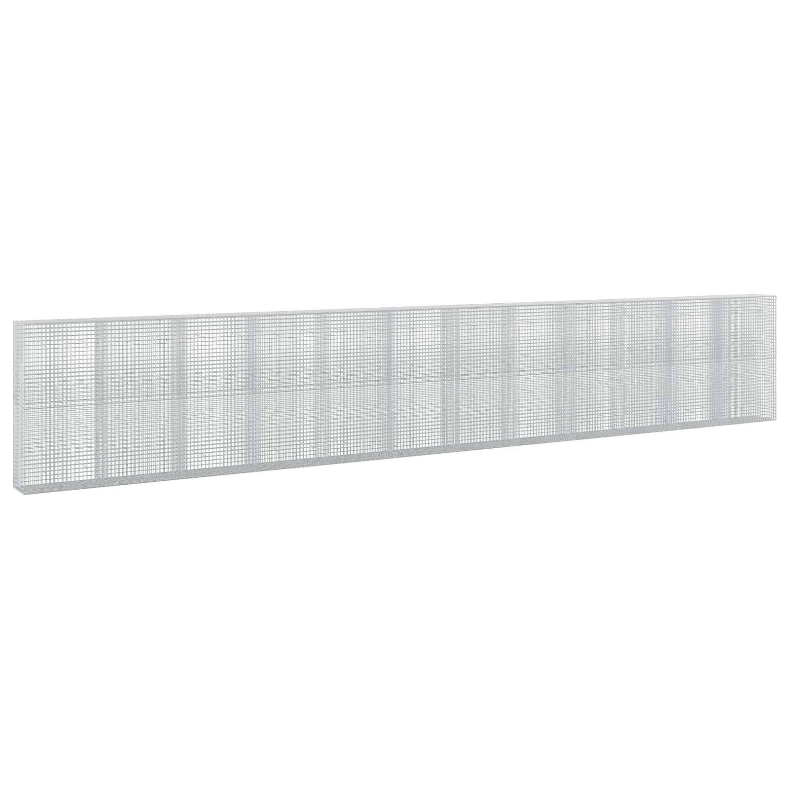 Langes weißes Metallgitterpanel mit einem rechteckigen Gittermuster, perspektivisch auf einem einfachen Hintergrund dargestellt.