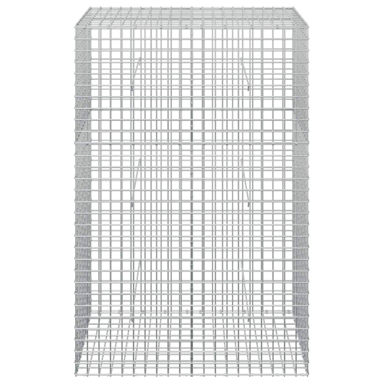 Leerer weißer Drahtkorb zur Aufbewahrung oder Maschenbox, dargestellt in Vorderansicht vor neutralem Hintergrund.