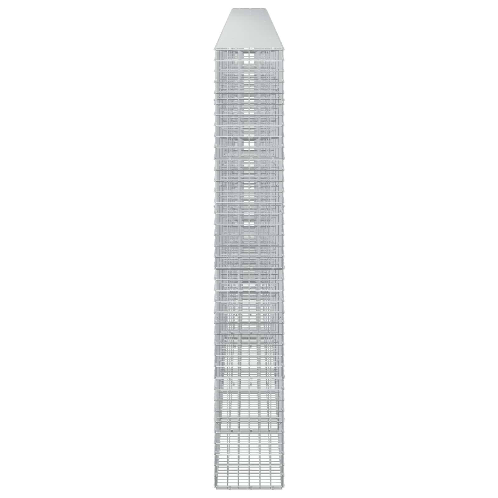 Ein großes, schmales, graues Hochhaus-Turm-Gebäude auf weißem Hintergrund dargestellt, mit einer flachen verjüngten Spitze und dichtem Fensterraster.