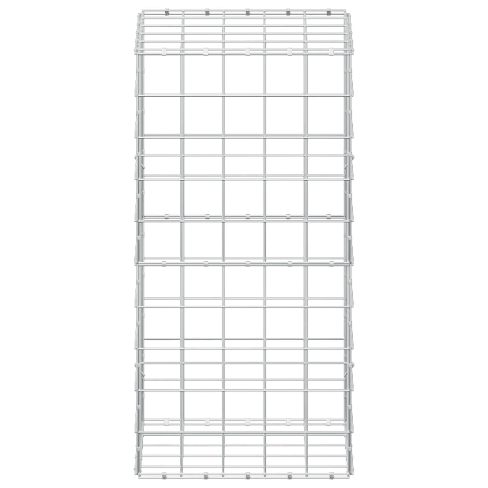 Vertikales Metall-Draht-Lagerpanel mit rechteckigem Gitter und verstärktem Oberrahmen auf weißem Hintergrund.