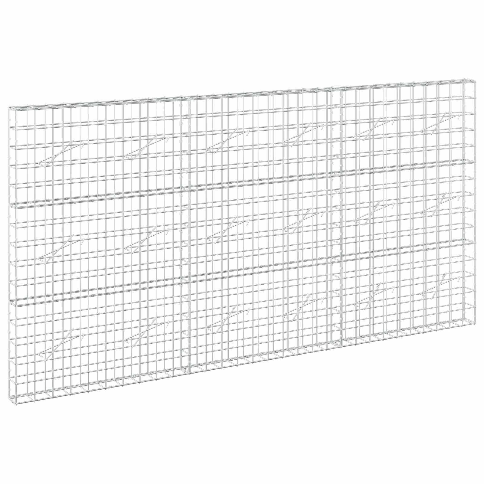 Ein weißes Drahtgeflecht-Panel oder Zaun-Abschnitt aus schrägem Blickwinkel auf einfachem Hintergrund.