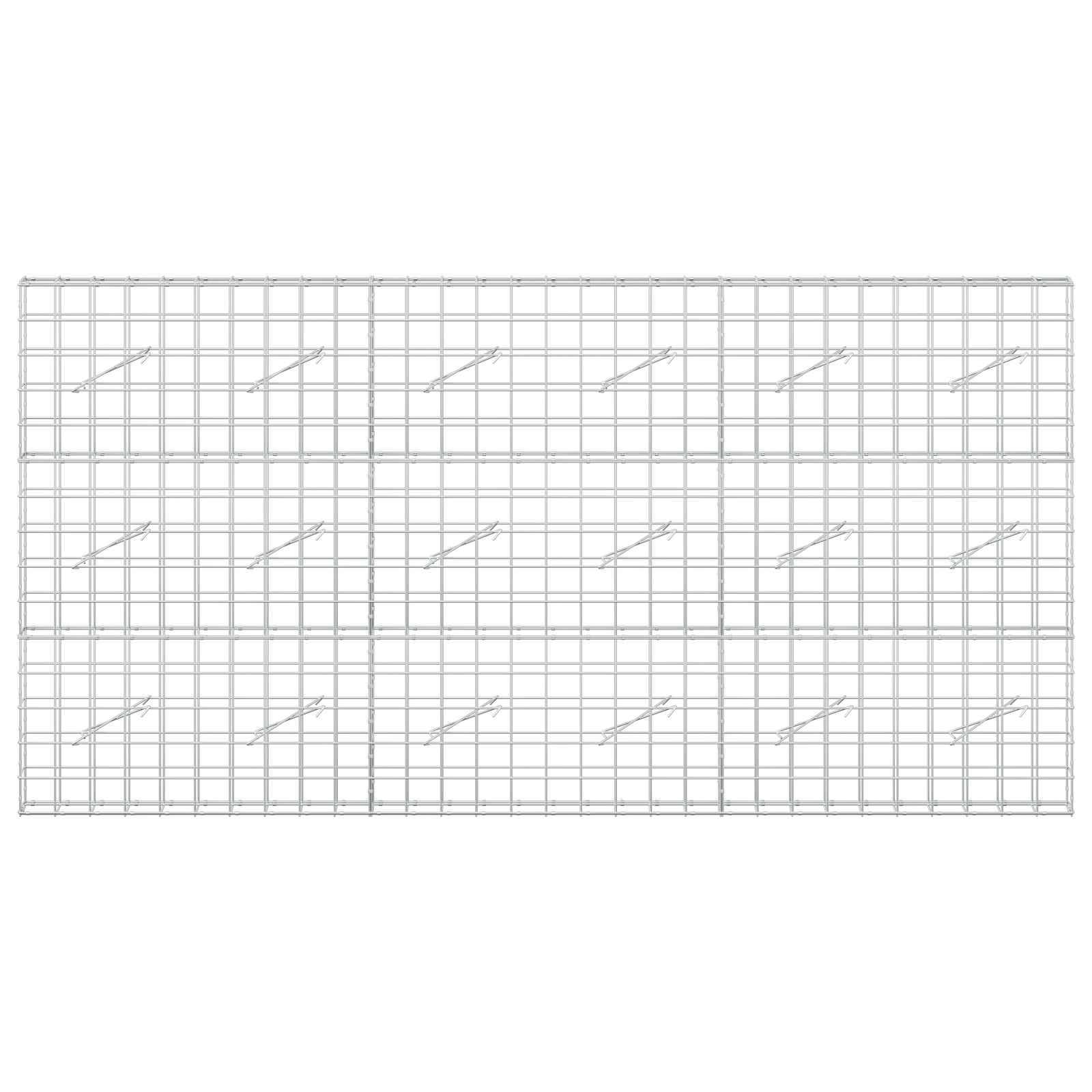 Drahtgitterpanel mit einem regelmäßigen rechteckigen Gitterwerk und diagonalen Stützstreben, dargestellt vor einem einfachen weißen Hintergrund.
