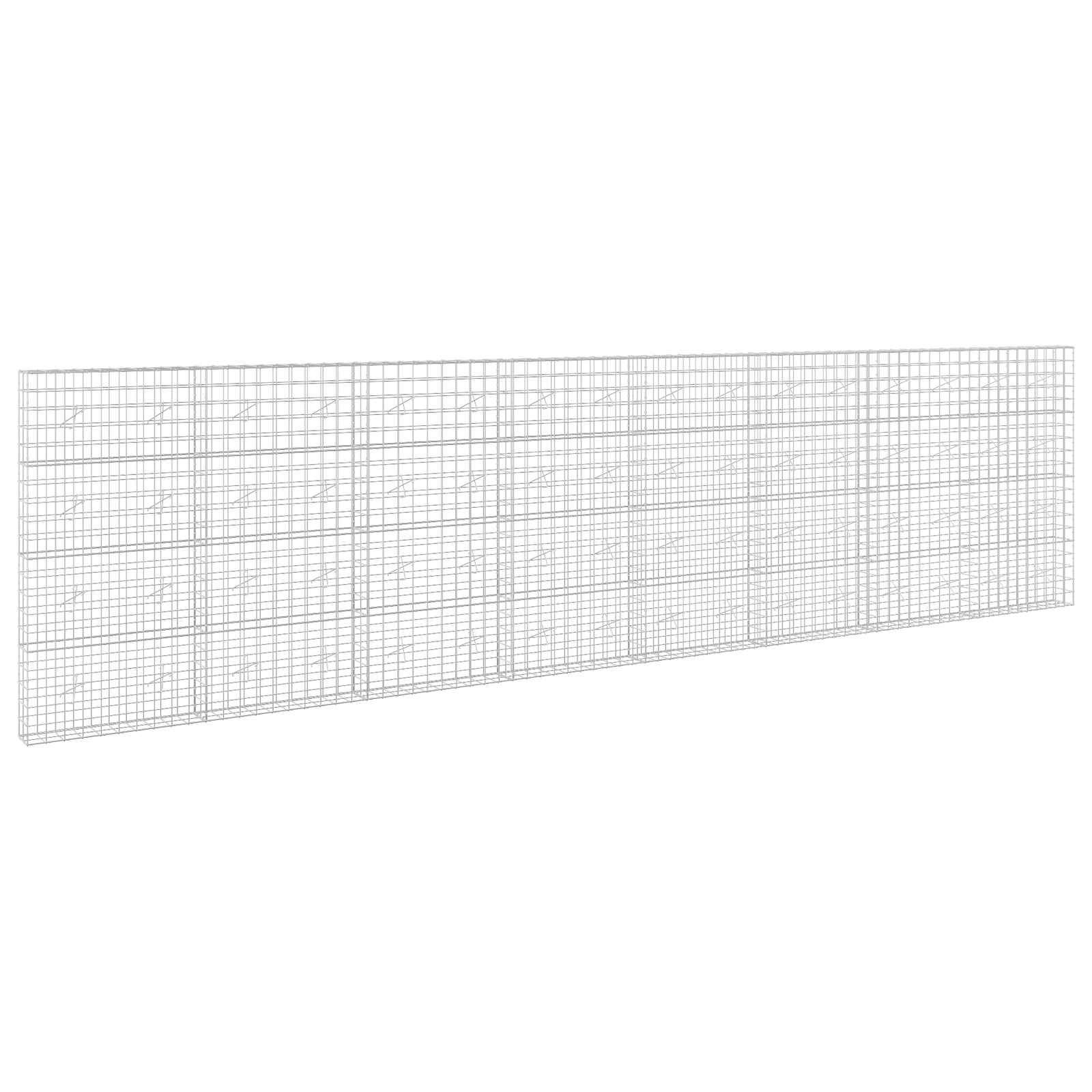 Ein langer, leeres Drahtgitter-Gitterpanel, das in perspektivischer Ansicht auf weißem Hintergrund dargestellt ist.