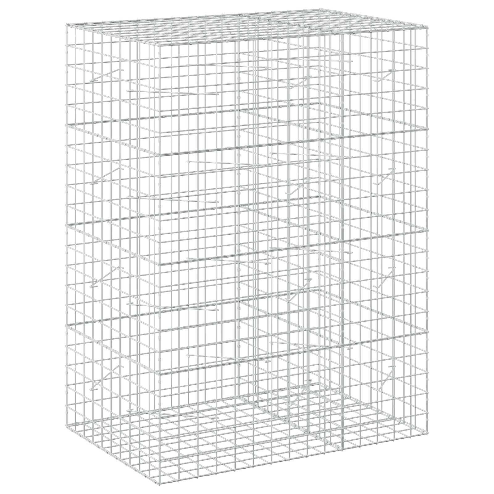 Drahtgitter-3D-Rechteckkasten/Käfig aus dünnen weißen Gitterlinien auf einfachem Hintergrund.
