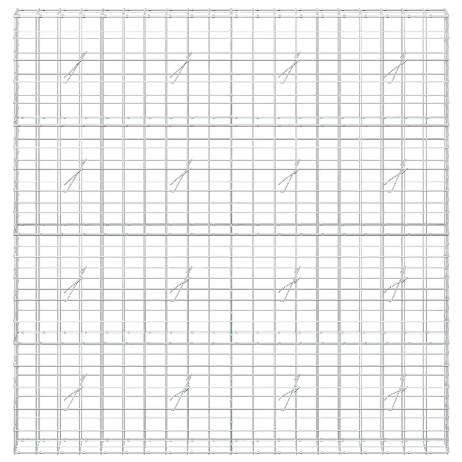 Weißmetall-Drahtgitterpanel mit gleichmäßig verteiltem quadratischem Maschenwerk und dünnem Rand, frontal dargestellt.