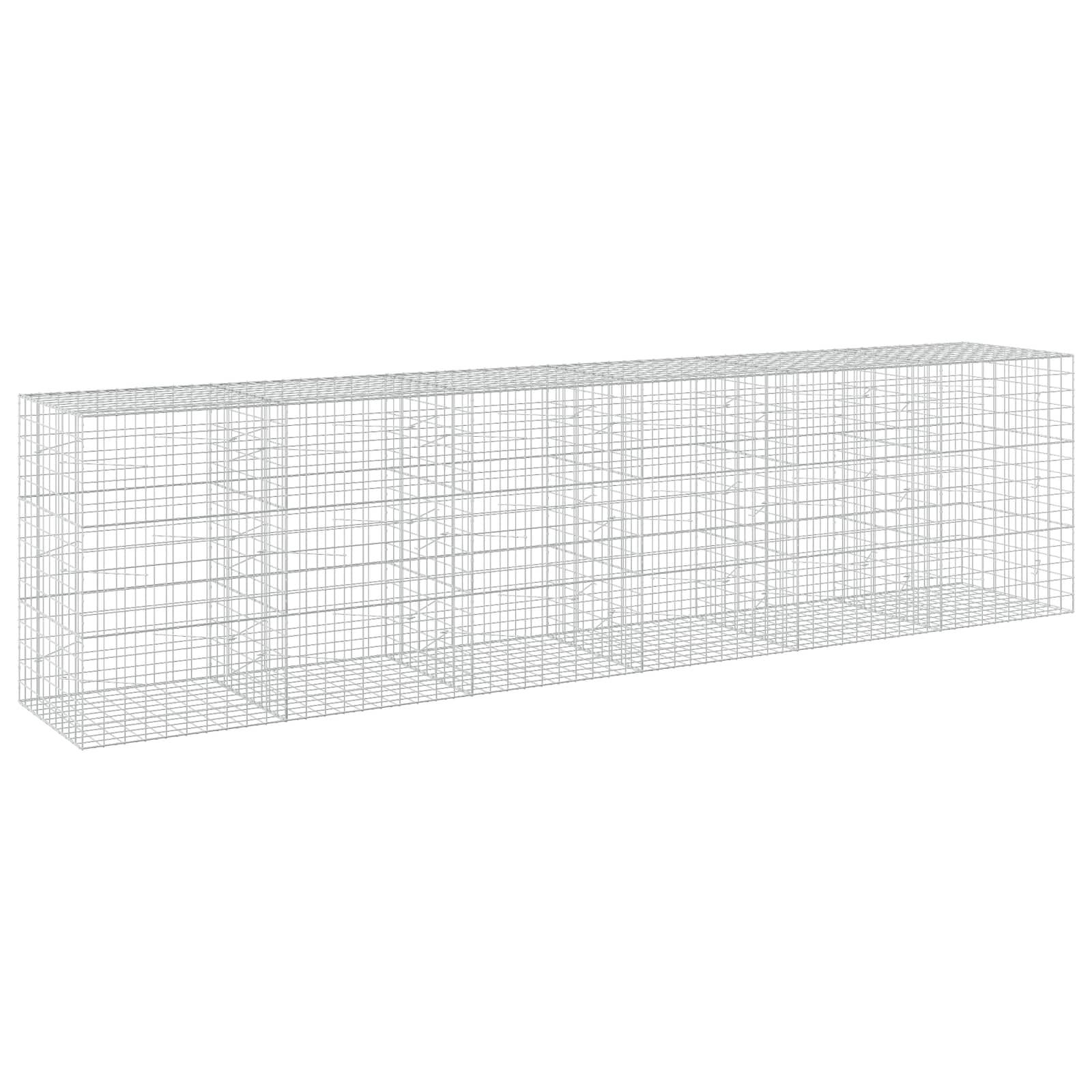 Eine lange, transparente drahtgitterartige rechteckige Box, die perspektivisch auf weißem Hintergrund dargestellt ist.