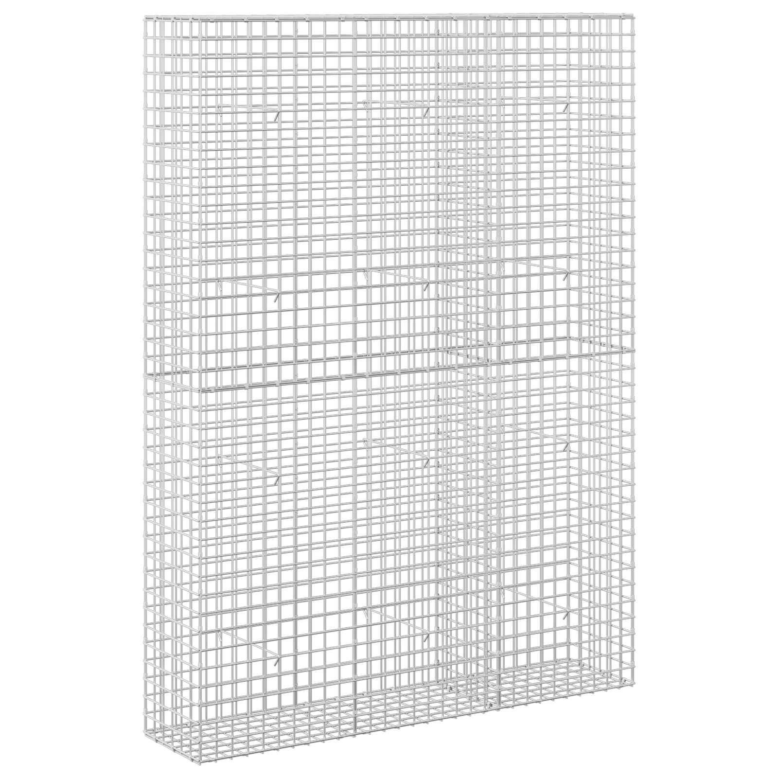 Metallisches Drahtgeflecht-Lagerschrank oder Regalsystem aus weißem Metall, leer gegen einen einfachen Hintergrund dargestellt.