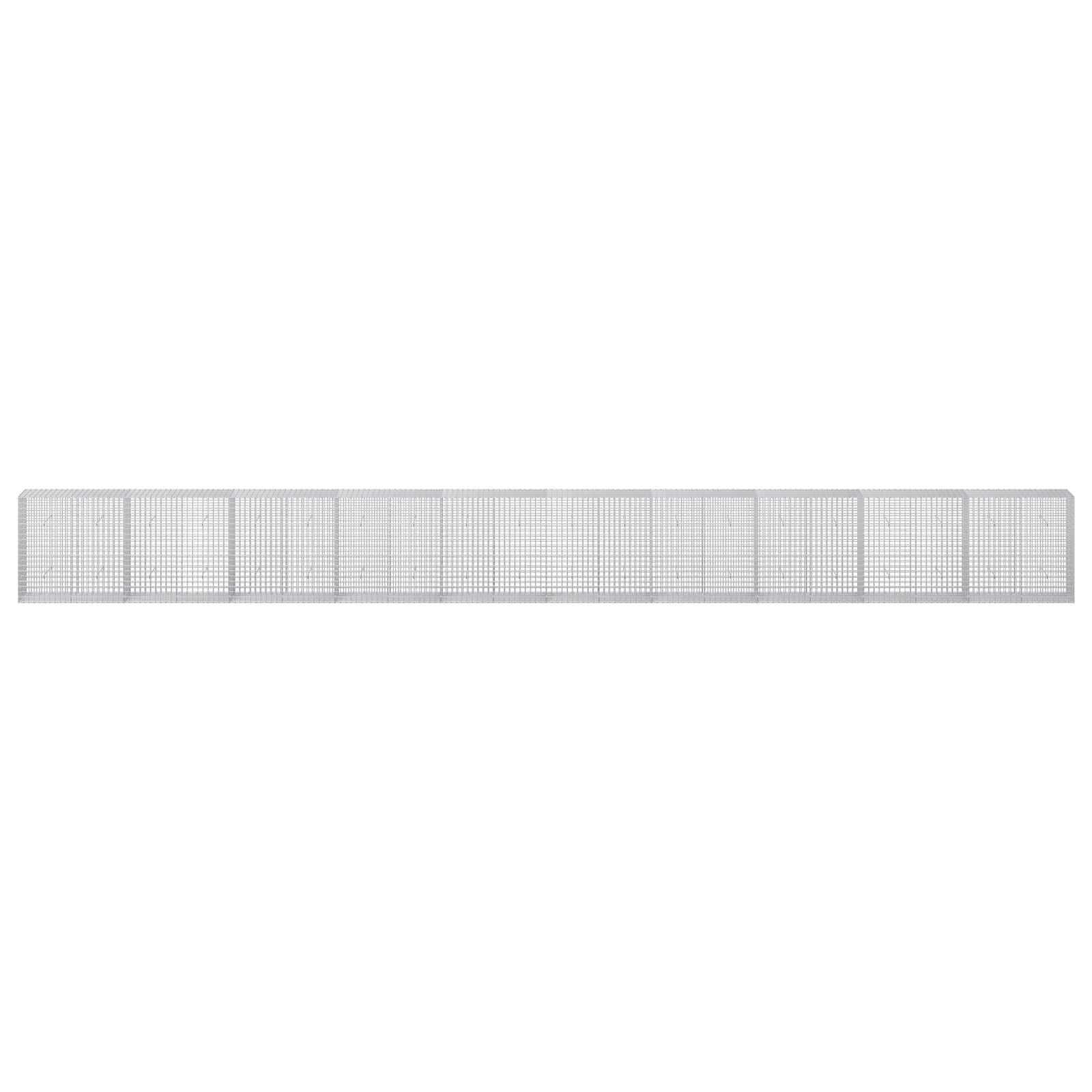 Ein langes, schmales Metallgitterfeld in Weiß, das in mehrere Abschnitte unterteilt ist, horizontal auf einfachem Hintergrund dargestellt.