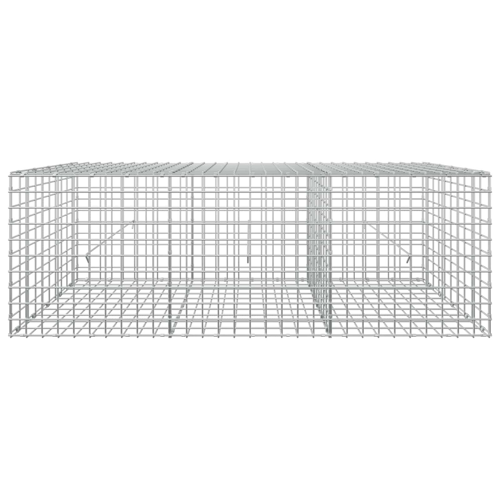 Drahtgittermodell einer dreidimensionalen rechteckigen Käfig- oder Kistenstruktur aus Metallstäben, in perspektivischer Ansicht auf weißem Hintergrund dargestellt.