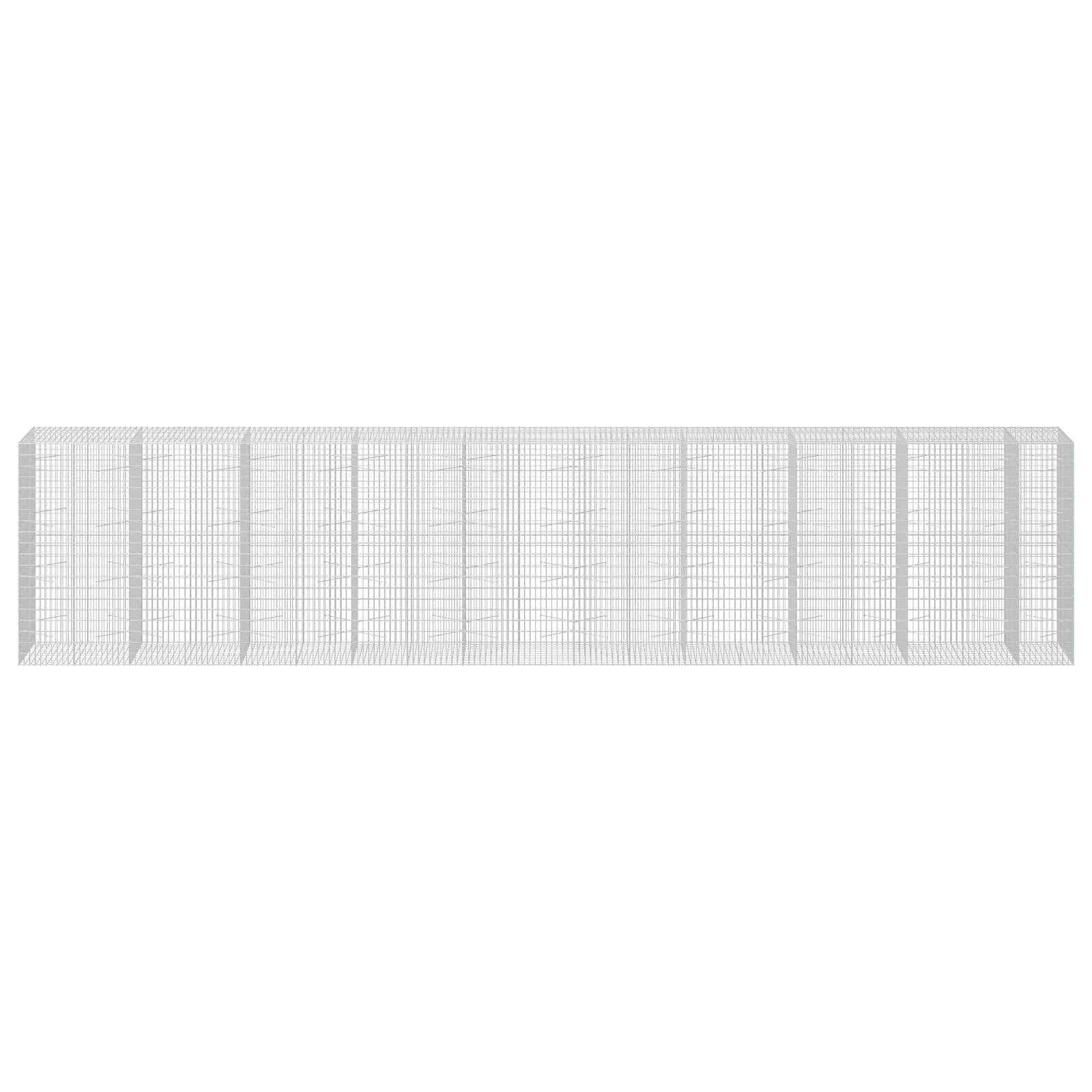 Langes weißes Maschendrahtzaun-Panel, horizontal auf einfachem weißem Hintergrund dargestellt.