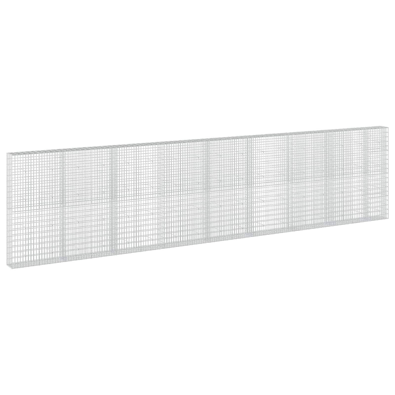 Langfach rechteckiges Drahtgitterzaun-Panel, das in einem Winkel auf weißem Hintergrund gezeigt wird.