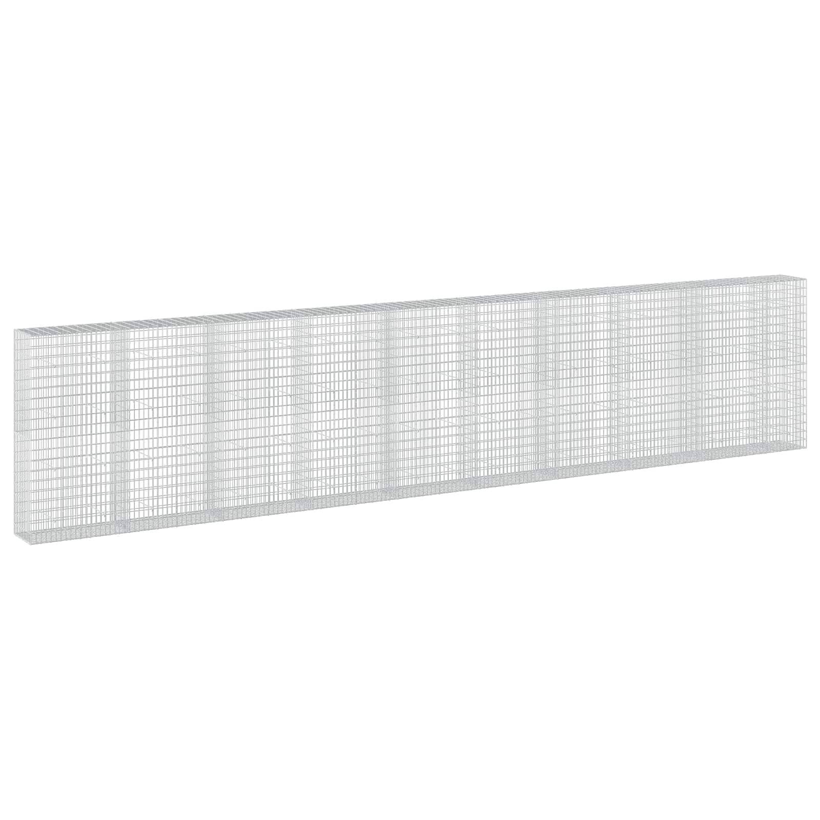 Langes rechteckiges Drahtgitterzaun-Panel in Perspektivansicht auf weißem Hintergrund.