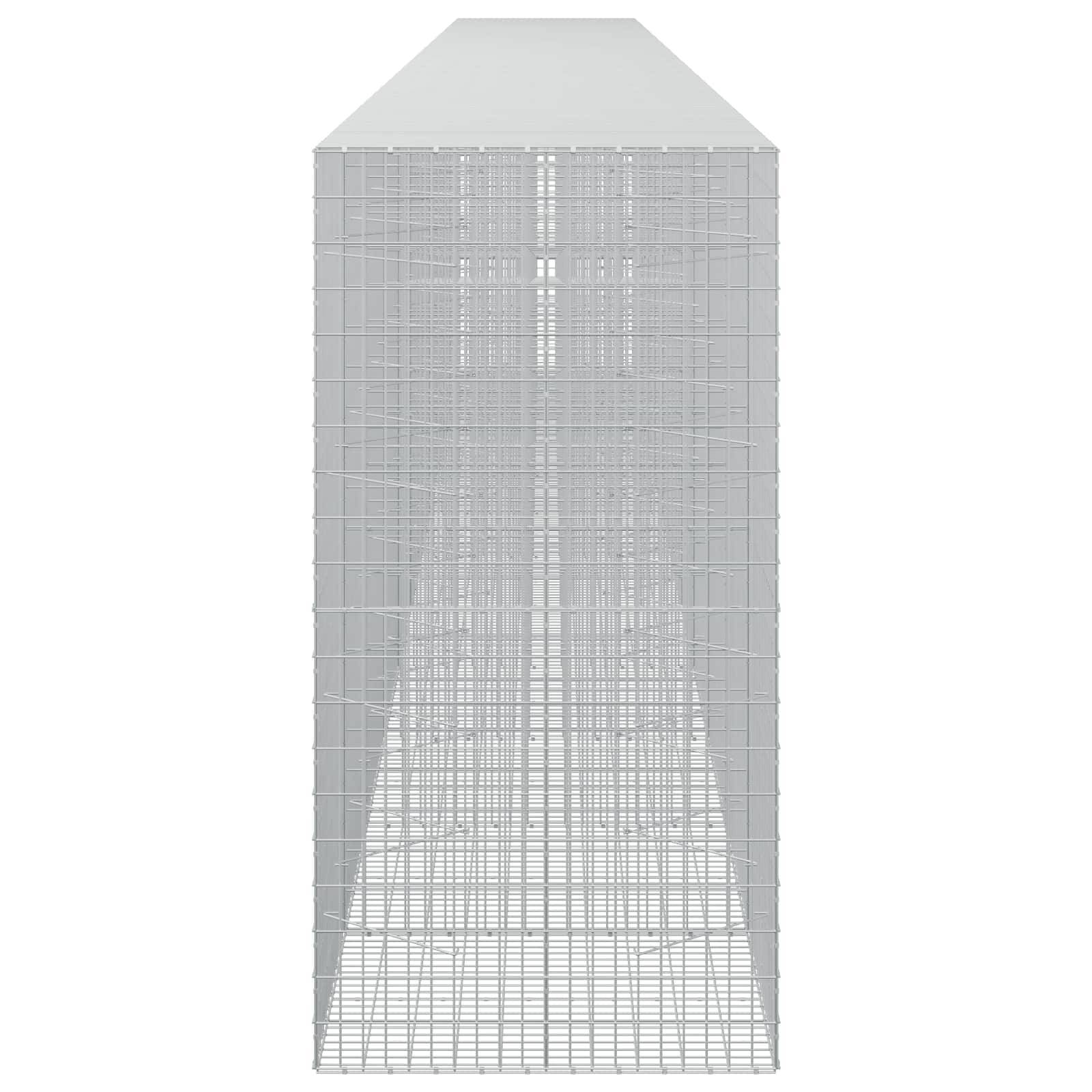 Hohes rechteckiges Drahtgitter-Hochhaus oder Käfig, frontalansicht auf weißem Hintergrund.