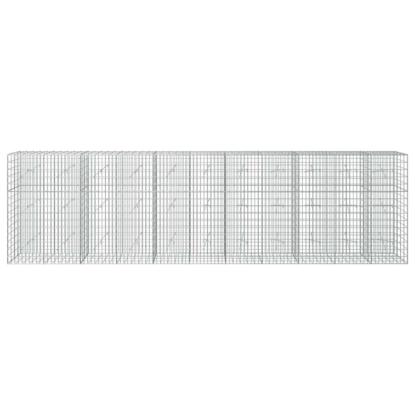 Langwierige rechteckige Metallgitter-Käfig oder Gittergehäuse mit mehreren Panelabschnitten auf weißem Hintergrund.