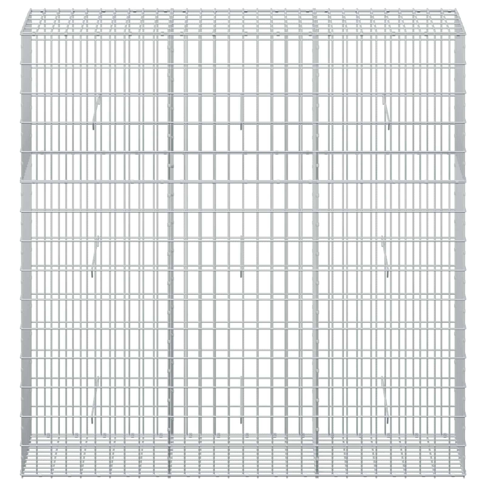 Leerer weißer Metallgitter-Käfig oder Lagerkäfig, shown gegen einen einfachen Hintergrund.