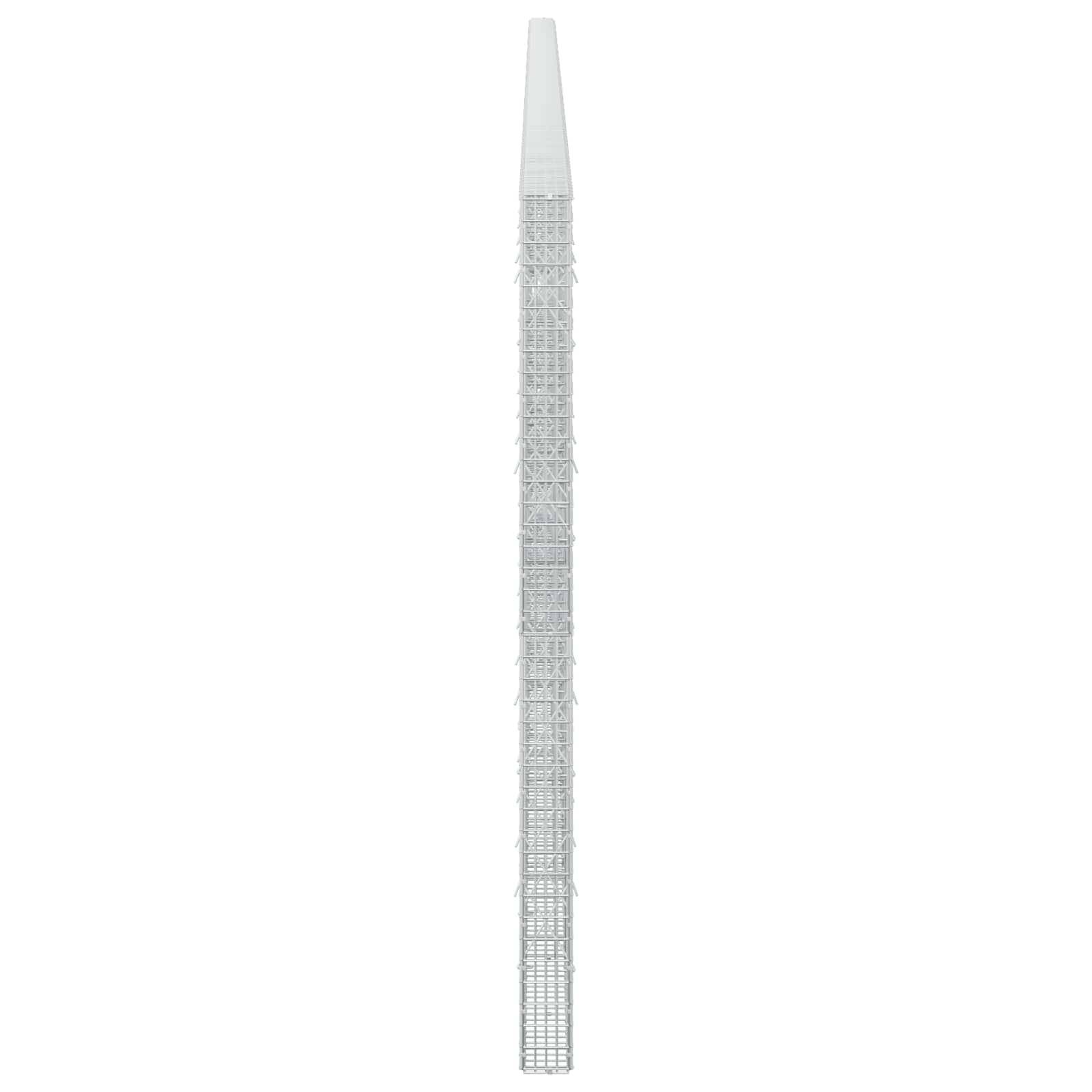 Ein hoher, schlanker, futuristischer Turm oder Spitze, isoliert auf weißem Hintergrund dargestellt.