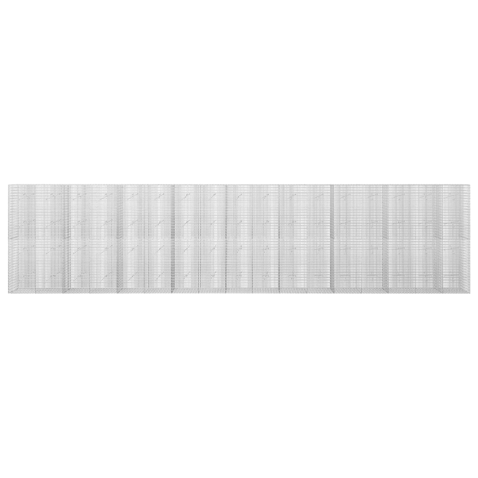 Ein breites, blassgraues Gitter- oder Maschenpaneel, das sich horizontal über die Mitte eines weißen Hintergrunds erstreckt.