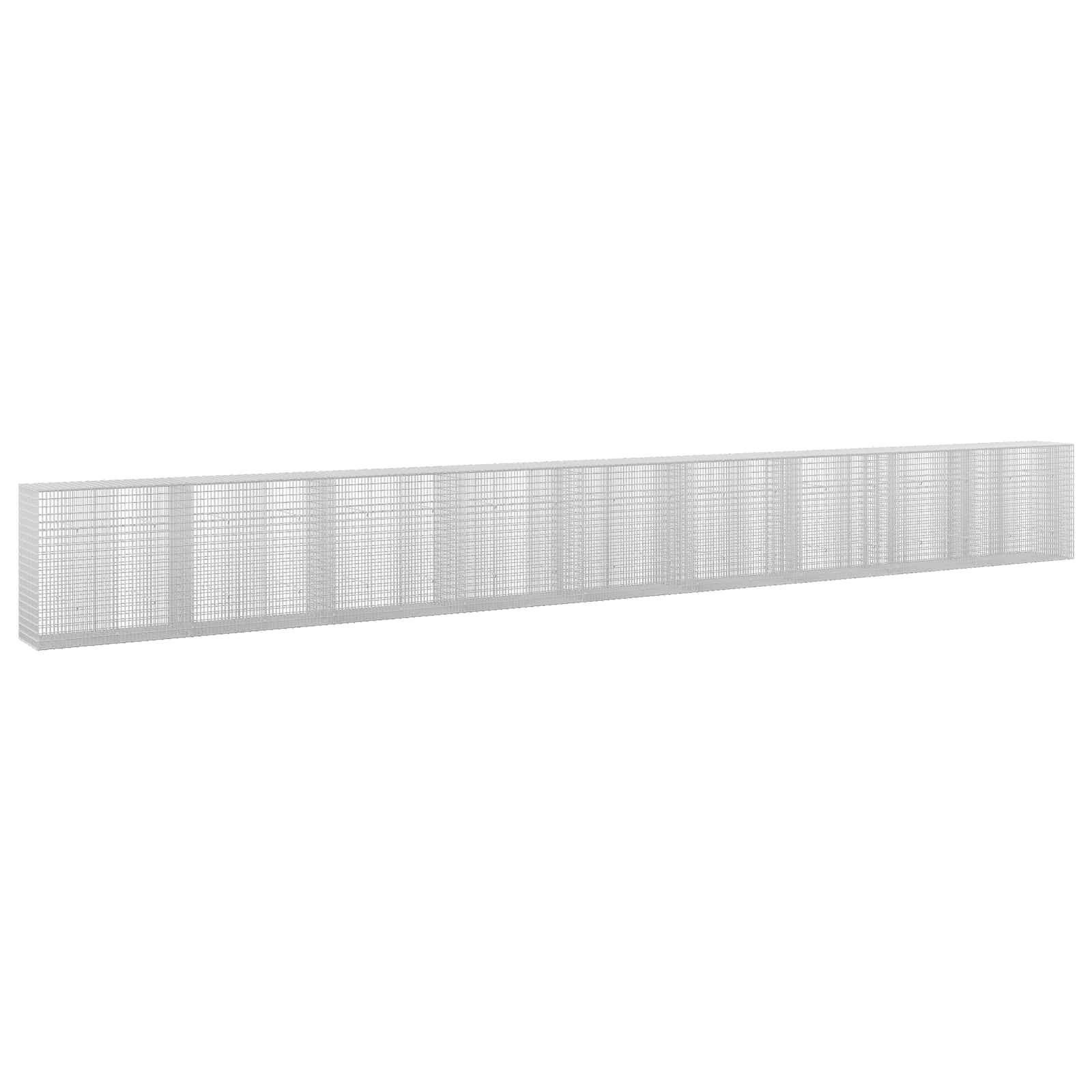 Langer weißer Maschendrahtzaun-Panel in perspektivischer Ansicht auf einfachem weißem Hintergrund.