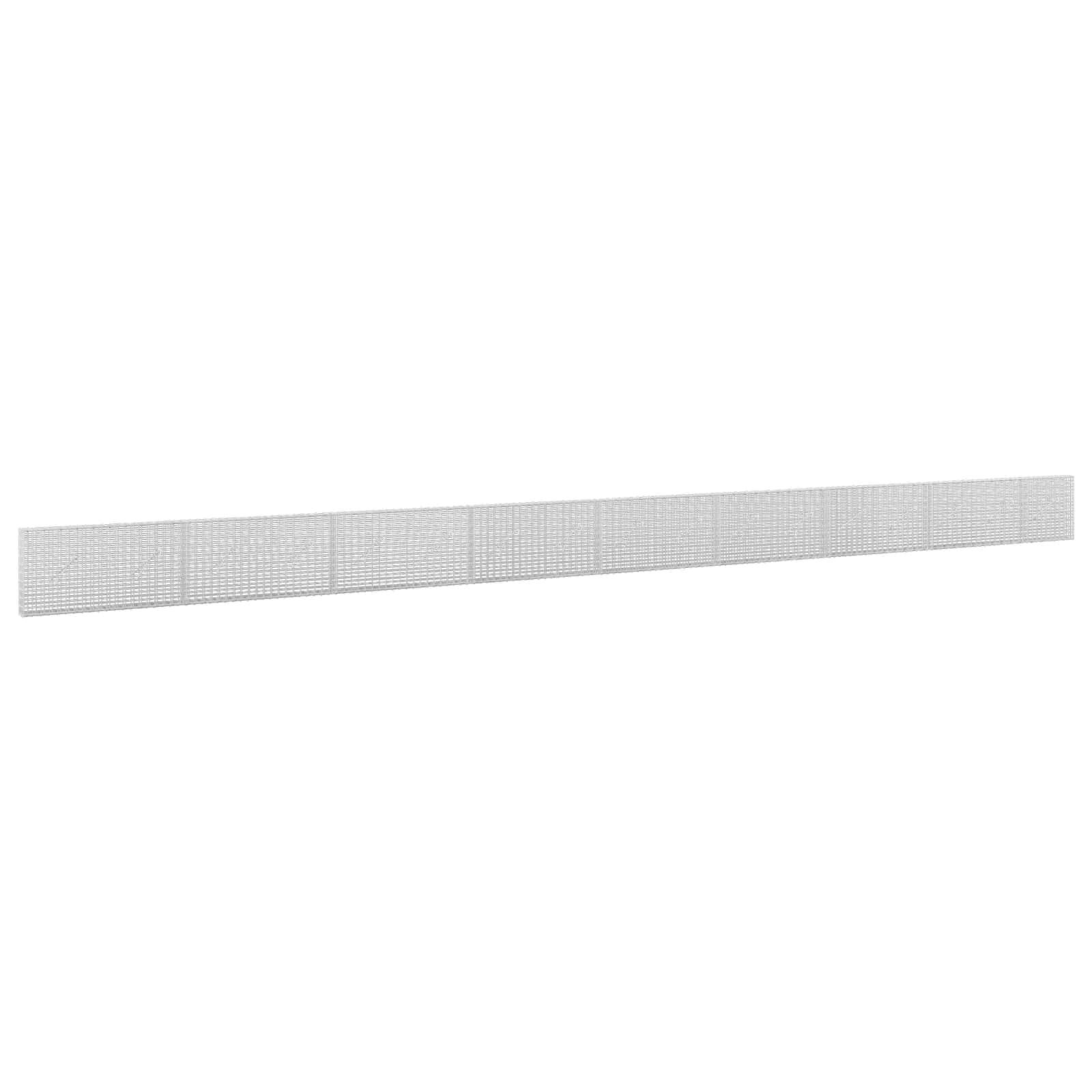 Langes, schmales hellgraues Mesh-Panel oder Zaun-Abschnitt, diagonal auf einem weißen Hintergrund dargestellt.