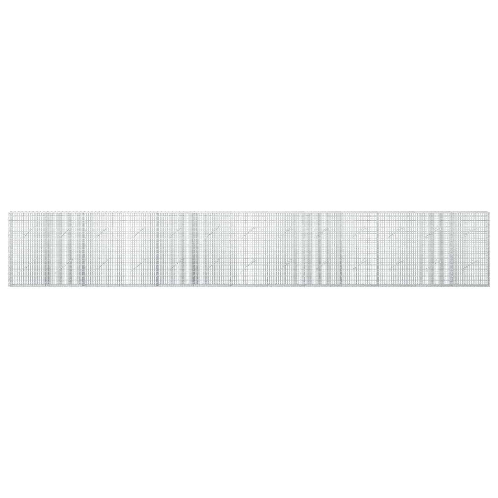 Langes rechteckiges Drahtgitterpanel mit wiederholten quadratischen Abschnitten und Diagonalverstrebungen auf weißem Hintergrund.
