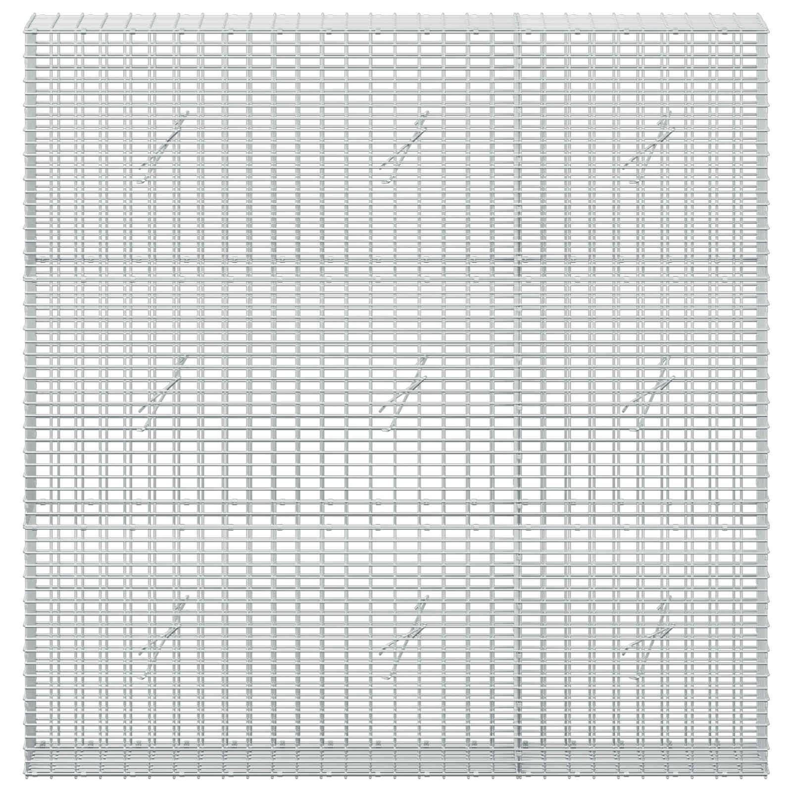 Ein weißes Drahtgeflecht-Panel oder Gitter mit einem rechteckigen Rastermuster auf einem einfachen Hintergrund.
