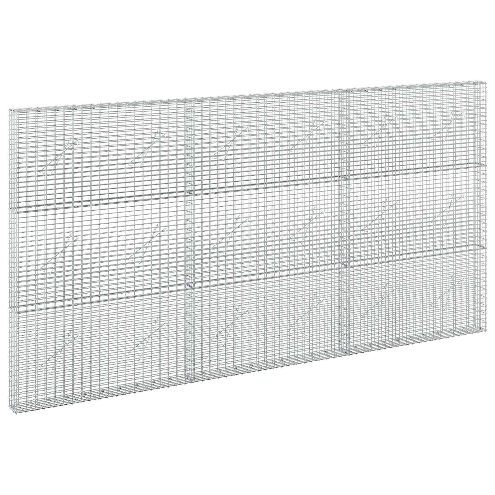 Drahtgeflecht-Panel mit rechteckigem Gittermuster, in Perspektive auf weißem Hintergrund dargestellt.