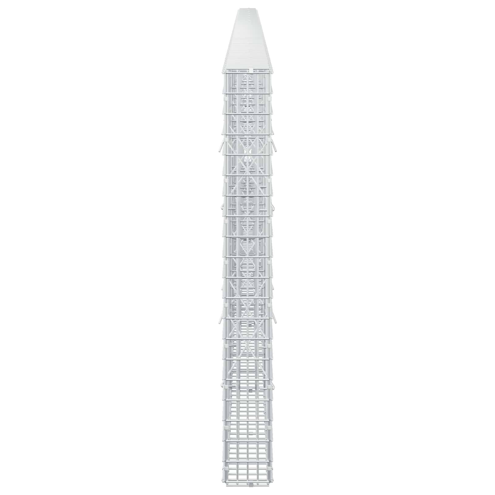 Hoher weißer Turm oder Antennenkonstruktion mit verjüngter Spitze, isoliert auf einfachem Hintergrund dargestellt.
