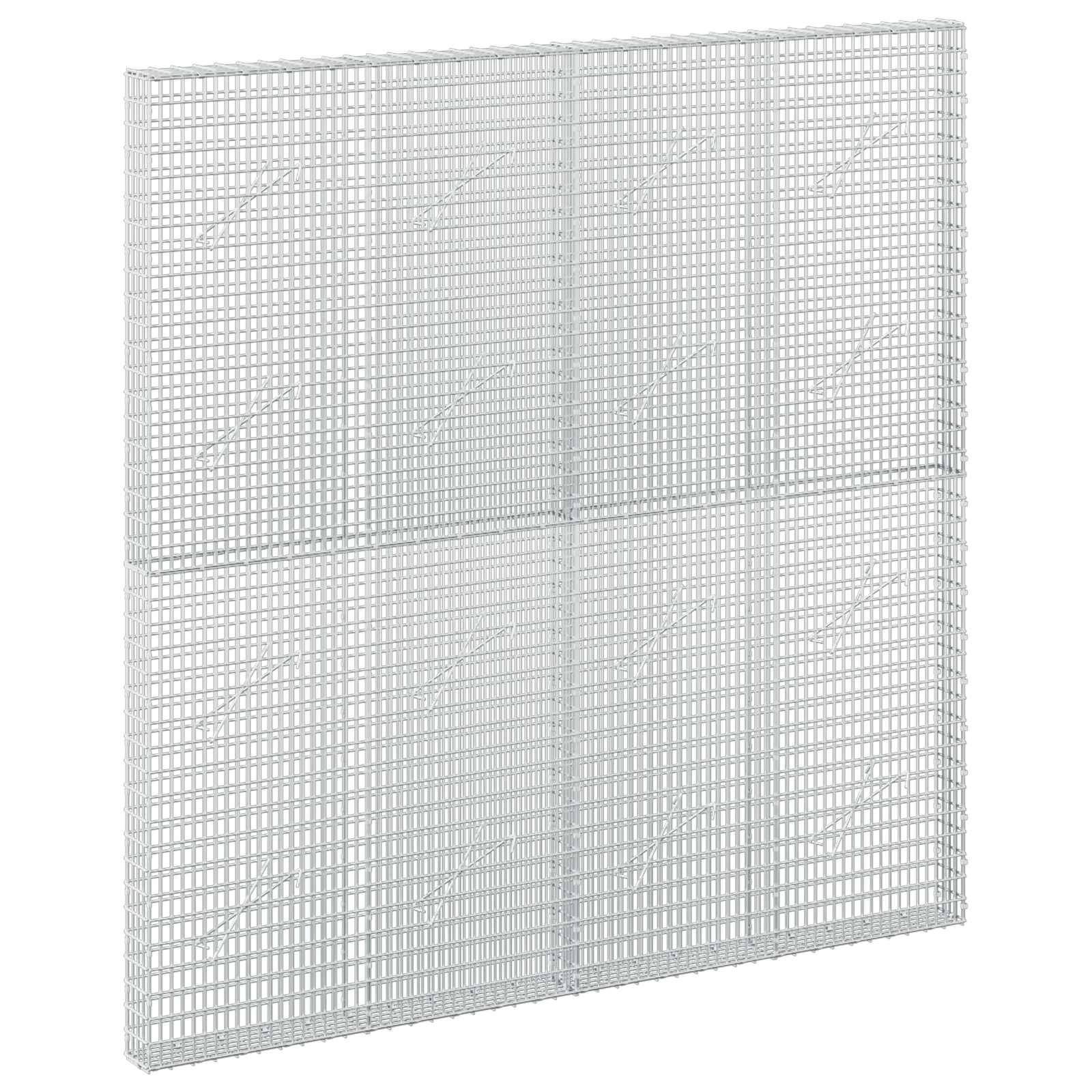 Weiße Drahtgitterpaneel mit rechteckigem Rastermuster, aufrecht auf einem schlichten Hintergrund dargestellt.
