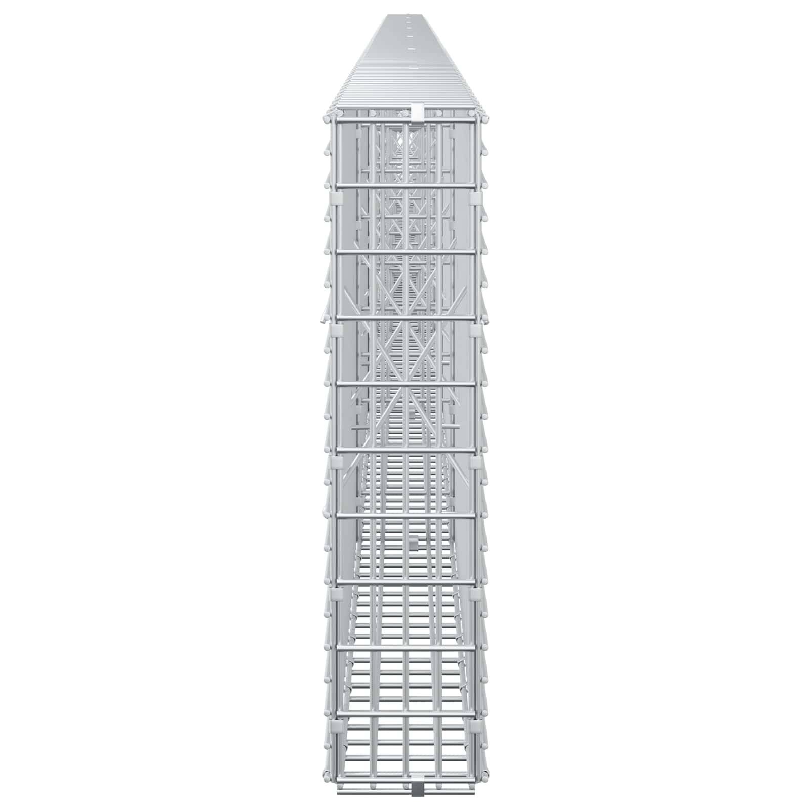 Hoher weißer 3D-Strukturturm oder Gittergerüst, vertikal auf einfachem Hintergrund dargestellt.