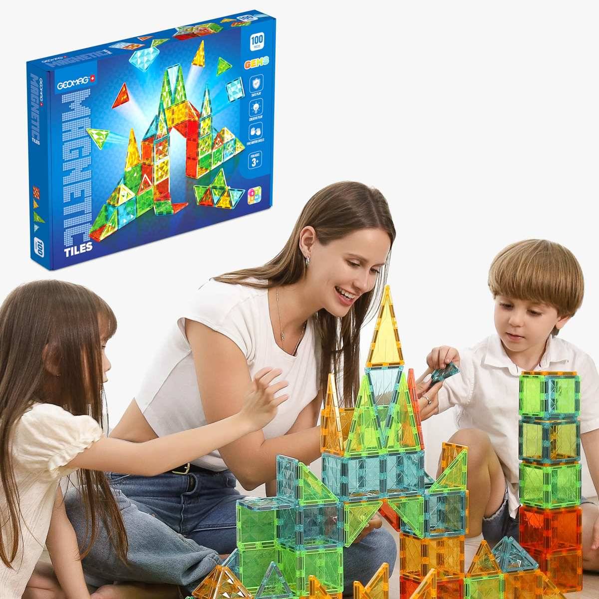 GEOMAG Magnetspiel Fliesen in 4 Formen 100 Teile Montessori 3+ Lernspielzeug