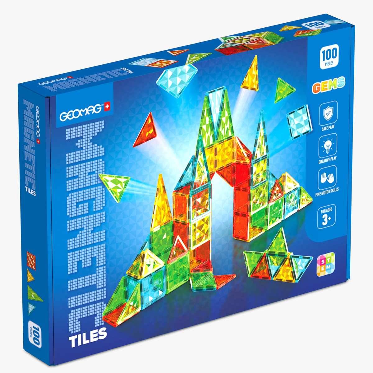 GEOMAG Magnetspiel Fliesen in 4 Formen 100 Teile Montessori 3+ Lernspielzeug