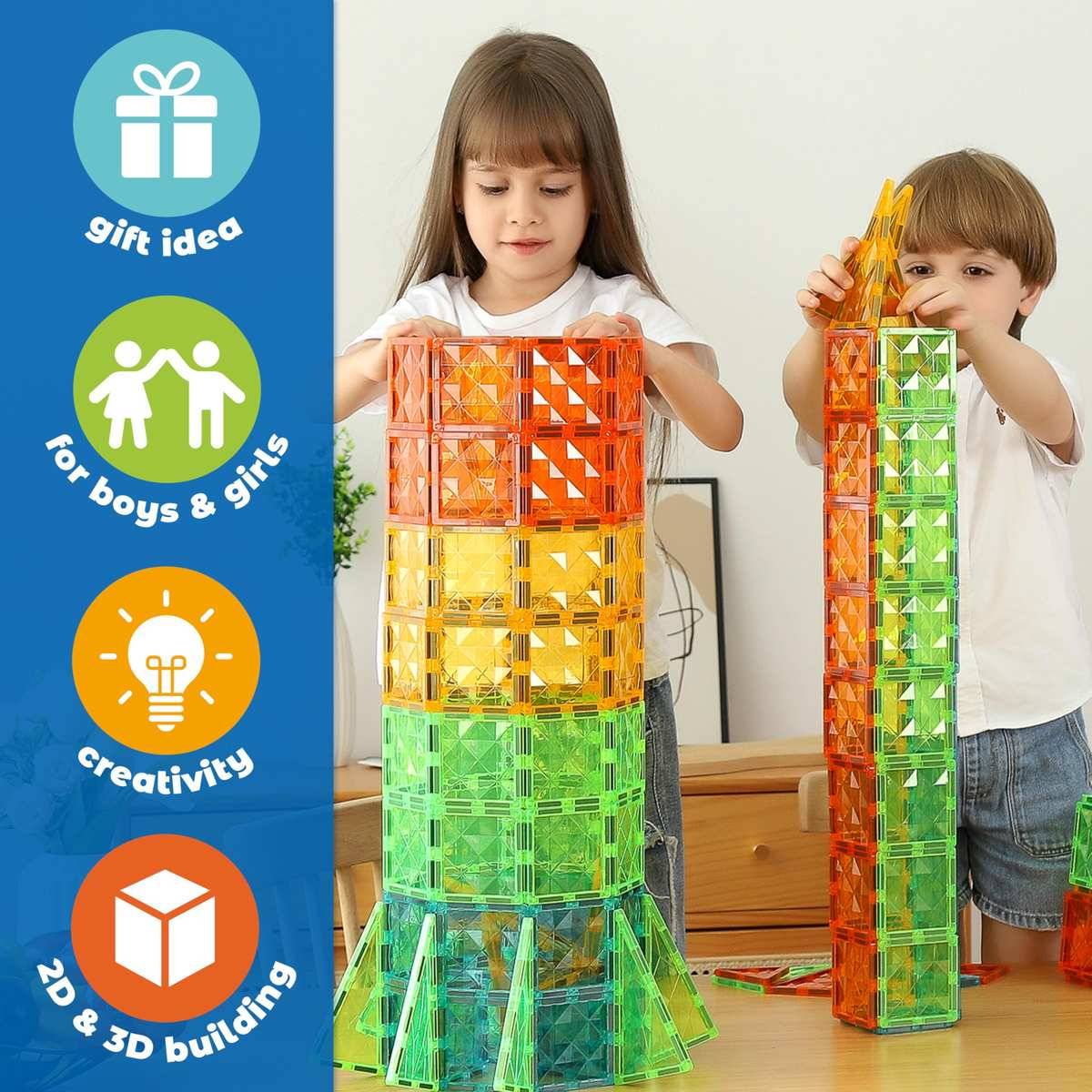 GEOMAG Magnetspiel Fliesen in 4 Formen 100 Teile Montessori 3+ Lernspielzeug