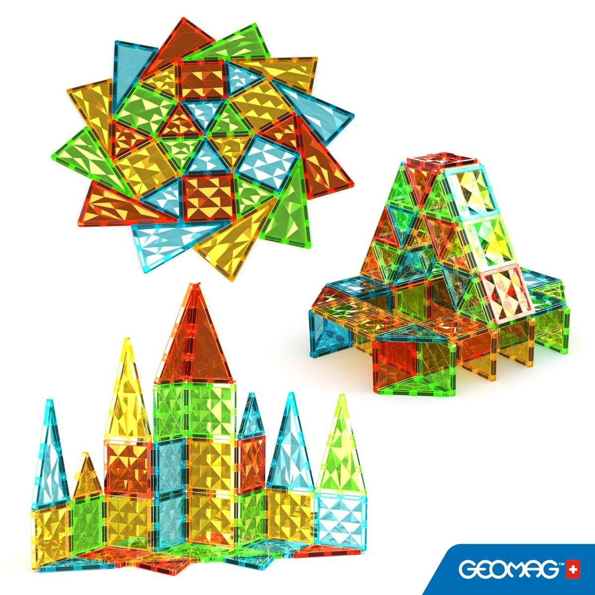 GEOMAG Magnetspiel Fliesen in 4 Formen 100 Teile Montessori 3+ Lernspielzeug